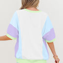  Zoe Patchwork Half Sleeve Oversized Top