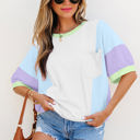  Zoe Patchwork Half Sleeve Oversized Top
