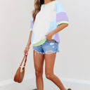  Zoe Patchwork Half Sleeve Oversized Top