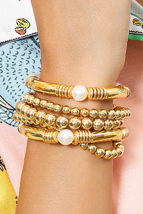 Zoe Plated Beaded Bracelet Set