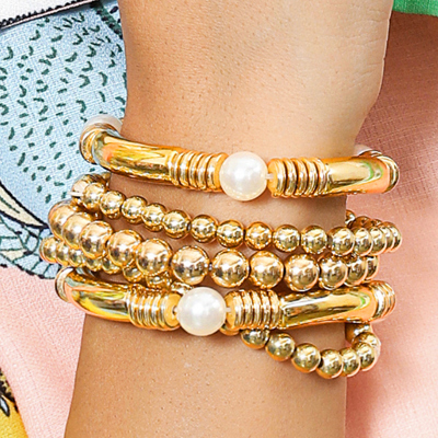 Zoe Plated Beaded Bracelet Set