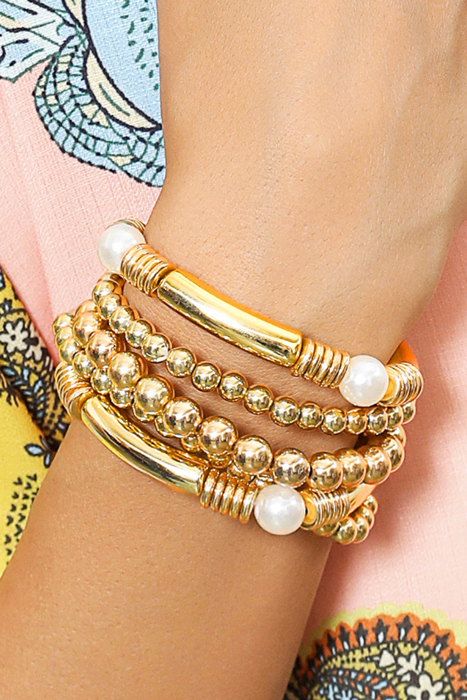 Zoe Plated Beaded Bracelet Set