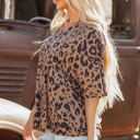  Zoey Leopard Print Half Sleeve Oversized Top