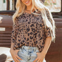  Zoey Leopard Print Half Sleeve Oversized Top