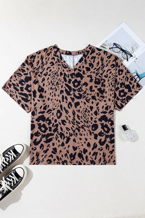 Zoey Leopard Print Half Sleeve Oversized Top