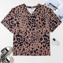  Zoey Leopard Print Half Sleeve Oversized Top