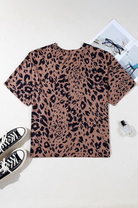 Zoey Leopard Print Half Sleeve Oversized Top