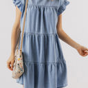  Zoey Ruffle Short Sleeve Tiered A-line Denim Dress