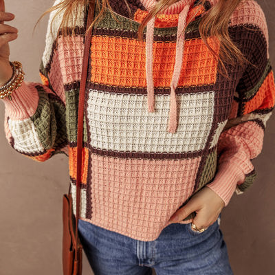 Zoey Waffle Knit Drawstring Mock Neck Sweater