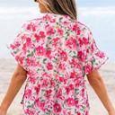  Zoya Floral Ruffled Short Sleeve Blouse