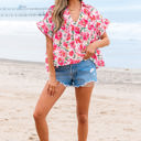  Zoya Floral Ruffled Short Sleeve Blouse