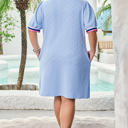  Zuri Plus Size Contrast Striped Trim T-Shirt Dress