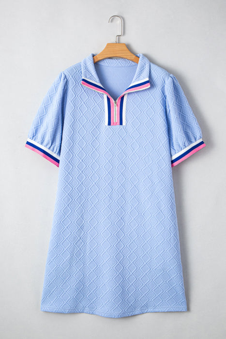 Zuri Plus Size Contrast Striped Trim T-Shirt Dress