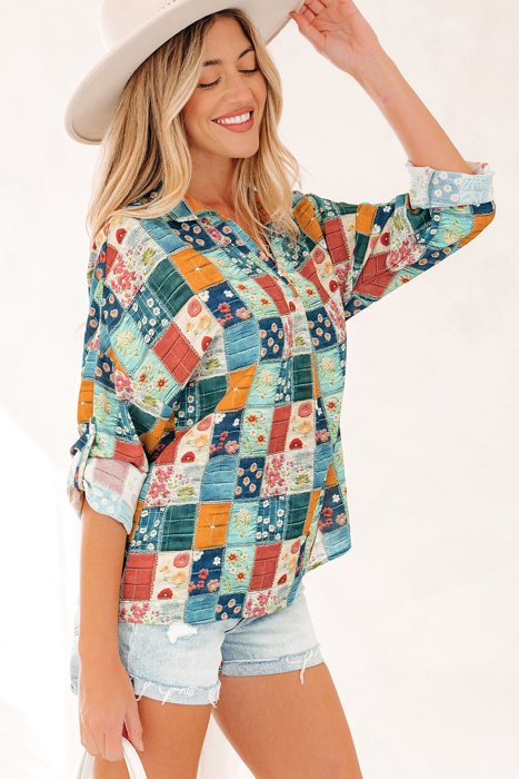 Zyla Up Sleeve Shift Blouse