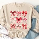 Large Tan Patterned Valentine Bows Graphic Sweatshirt