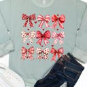 Medium Sage Patterned Valentine Bows Graphic Sweatshirt