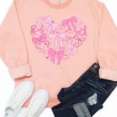 Coquette Bow Heart Graphic Sweatshirt