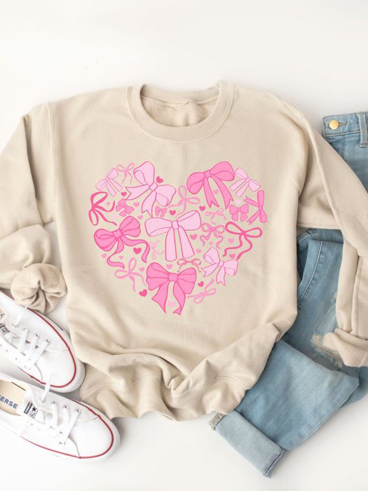 Coquette Bow Heart Graphic Sweatshirt