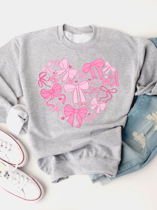 Coquette Bow Heart Graphic Sweatshirt