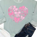 Medium Sage Coquette Bow Heart Graphic Sweatshirt