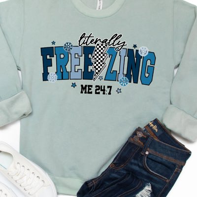 Literally Freezing Lightening Bolt Graphic Sweatshirt