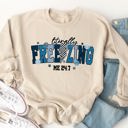 Large Tan Literally Freezing Lightening Bolt Graphic Sweatshirt