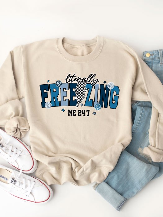 Literally Freezing Lightening Bolt Graphic Sweatshirt