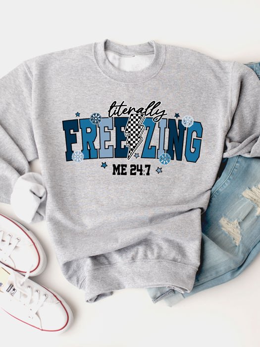 Literally Freezing Lightening Bolt Graphic Sweatshirt