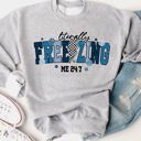 Medium Gray Literally Freezing Lightening Bolt Graphic Sweatshirt