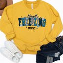 Large Yellow Literally Freezing Lightening Bolt Graphic Sweatshirt