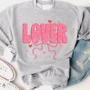 Large Gray Lover Bow Graphic Sweatshirt