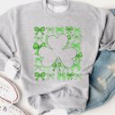 Medium Gray Clover & Bows Graphic Sweatshirt