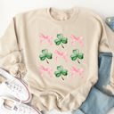 Large Tan Bows & Clovers Graphic Sweatshirt