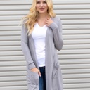 Gray XXXL Long Pocket Cardigan
