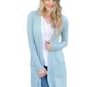 Blue Medium Long Pocket Cardigan