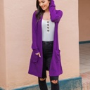 Purple Medium Long Pocket Cardigan