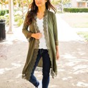 Olive Small 3/4 Sleeve Lace Trim Cardigan