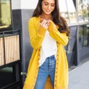 Yellow XL Solid Cleo Snap Cardigan