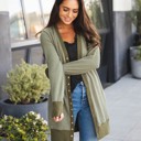 Olive XL Solid Cleo Snap Cardigan