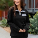 Black Large Snap Sweatshirt Pullover