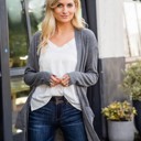 Gray Large Margeau Soft Ribbed Cardigan