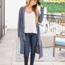 Gray XL Perla Long Cardigan