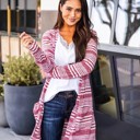 Berry Red XL Skinny Stripe Zoey Cardigan