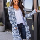 Blue Large Skinny Stripe Zoey Cardigan