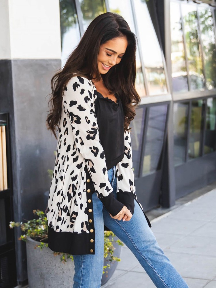 Animal Print Snap Front Cleo Cardigan