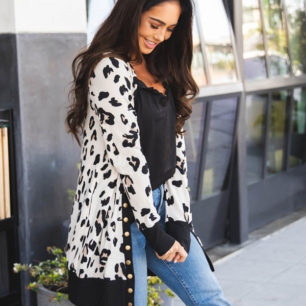 Animal Print Snap Front Cleo Cardigan