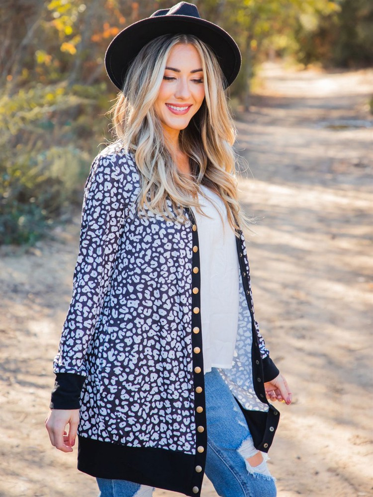 Animal Print Snap Front Cleo Cardigan