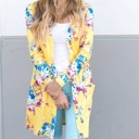 Yellow Small Floral Pocket Cardigan