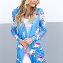 Blue Large Floral Pocket Cardigan