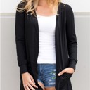 Black Large Long Sleeve Boyfriend Cardigan